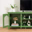 Meuble télé | 71 pouces vert antique | Pin massif | Verre Changhong | Taille du téléviseur: 70 à 79 pouces