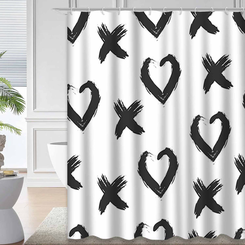 Rideau de douche avec 12 crochets Hearts, L 72 po x l 78 po