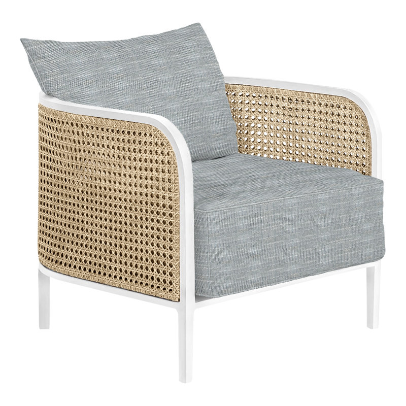 Havana Patio Chair with Cushions, Chalk/Natural Resin, Welt + Standard fill, Rollo Silver