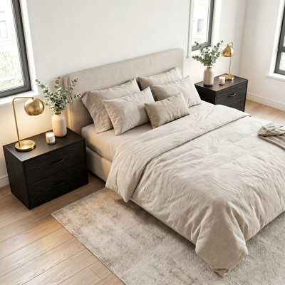 Commode à 2 tiroirs en bois noire, ensemble de 2, organisateur de placard empilable pour dortoir de chambre à coucher