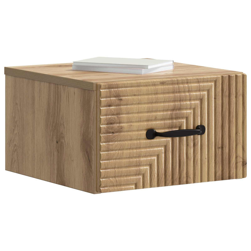 34.5cm W Manufactured Wood Bedside Table, Artisan Oak