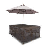 HeavyDuty Multipurpose Waterproof Outdoor Rectangle Dining Table &Chair Set Cover with Umbrella Hole
