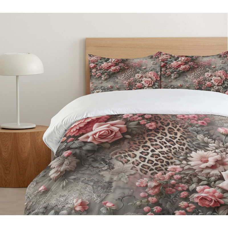 Leopard Print Duvet Cover, Queen Duvet Cover + 2 Standard Shams
