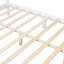 Lit plateforme rétro en bois pleine grandeur, blanc, construction, support à lattes, aucun sommier nécessaire, cadre de lit de qualité facile à assembler avec apparence, solide et ferme, support, ressort, guidage