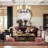 6 - Light Classical Round Wheel Linen Shade Chandelier