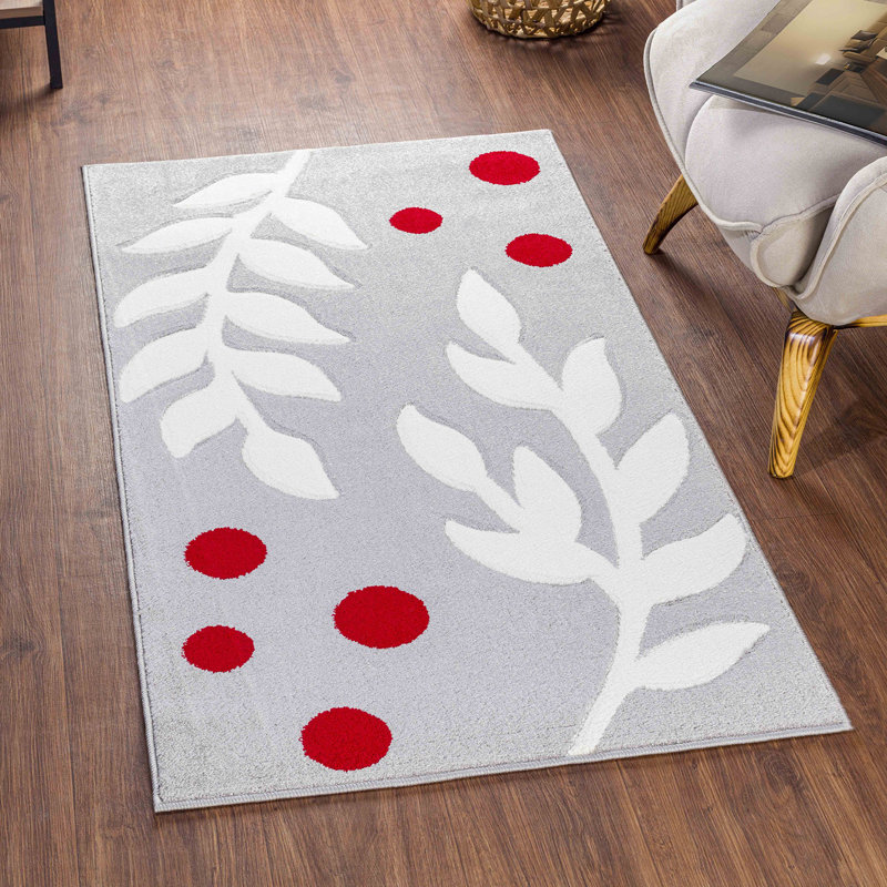 Gray Modern Rug, Nature Print Easy to Clean Rug For Living Room, Dining Room, Bedroom, Kitchen, Rectangle 160 x 213 cm