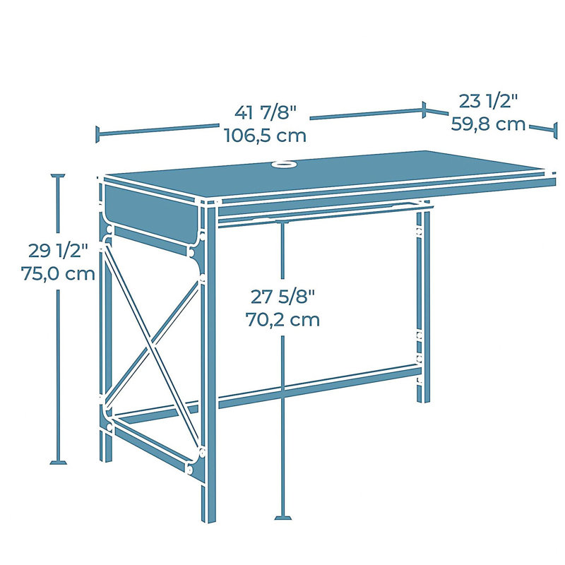 Desk Return 42" with Expanded Workspace, Brown finish, 29.5" H x 41.9" W x 23.51" D