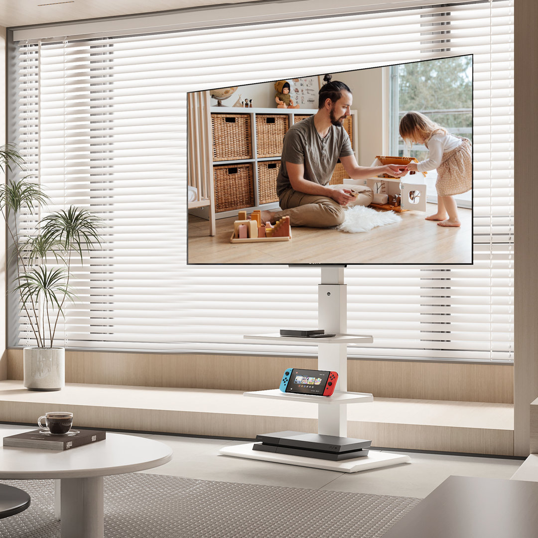 Donnay Modern Universal Floor TV Stand up to 65 Inch TVs with Iron Base, Swivel and Tilt TV Mount,Height Adjustable,Holds up to 88lbs Symple Stuff 