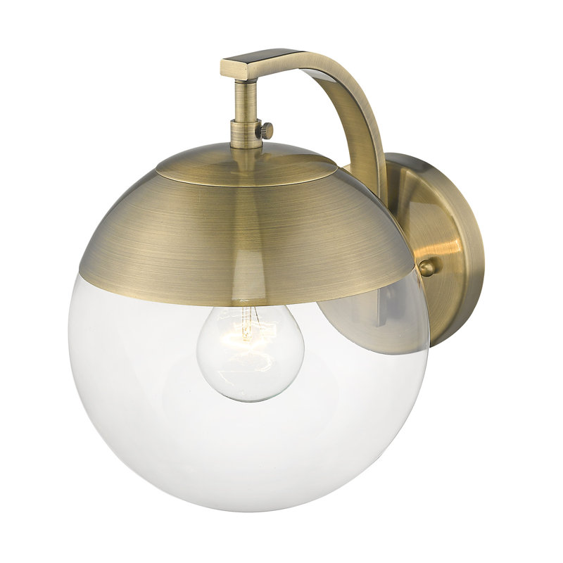 Martina Wall Sconce, Aged Brass, Clear Glass