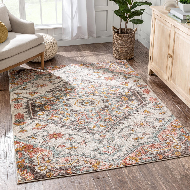 Espey Gwendolyn Blush Bohemian Oriental Medallion Rug, Rectangle 3'11" x 5'3"