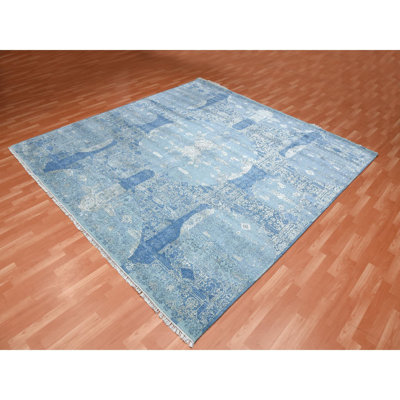 Quamar One-of-a-Kind 10'2" X 10'2" New Age Square Silk Area Rug Blue