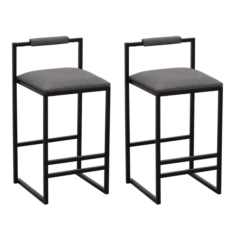 Fabric 2 Counter Height Barstools Kitchen Island Stools, Gray