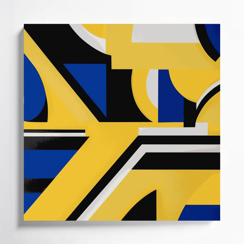 Hard Hard 63, art mural sur toile jaune, H 32 po x l 32 po