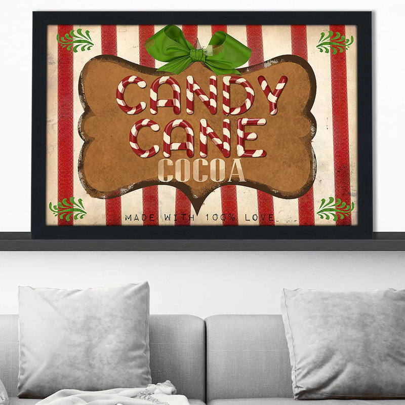 «Candy Cane Cocoa (Horizontal)» par Jodi - impression, H 21,5 po x l 27,5 po x P 0,75 po, Cadre espresso
