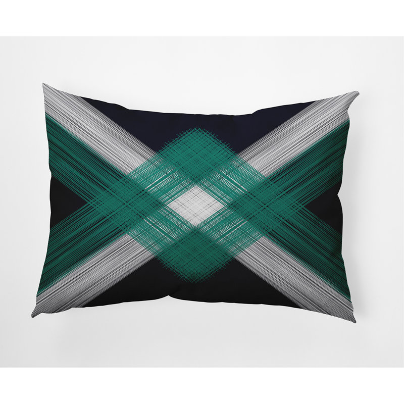 Geometric Outdoor Reversible Throw Pillow, Blue/Navy