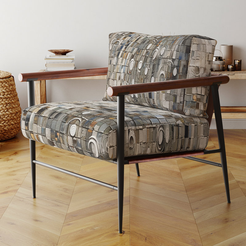 Fauteuil bohémien brun et blanc Medley, Doré