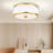 3-Light Flush Mount Ceiling Light Fixture 12.6" Drum Light With White Fabric Shade Modern Close To Ceiling Light(Brushed Gold)