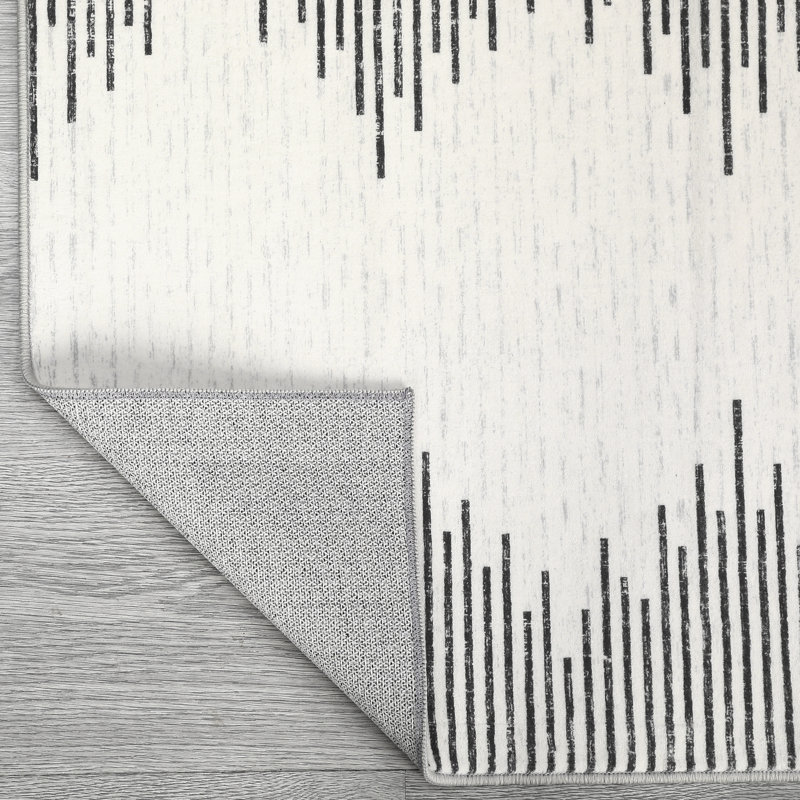 Modern Machine Washable Rug with Rubber Backing for Living Room Non-Slip Dining Room Rug Easy-Cleaning Floor Carpet for Bedroom Office Playroom_OKPHO_166K_Striped_Beige