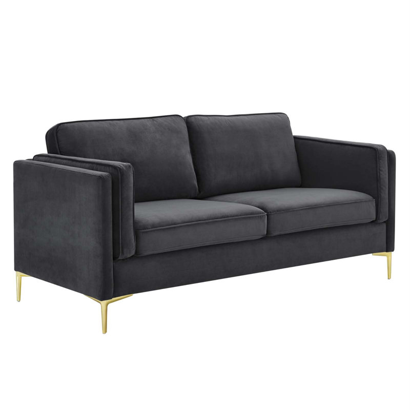 Canapé en tissu Kaiya, Velours gris foncé