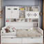 Lit de jour en bois tout-en-un Bellinger avec 2 tiroirs, armoires et tablettes-856040720-856040726
