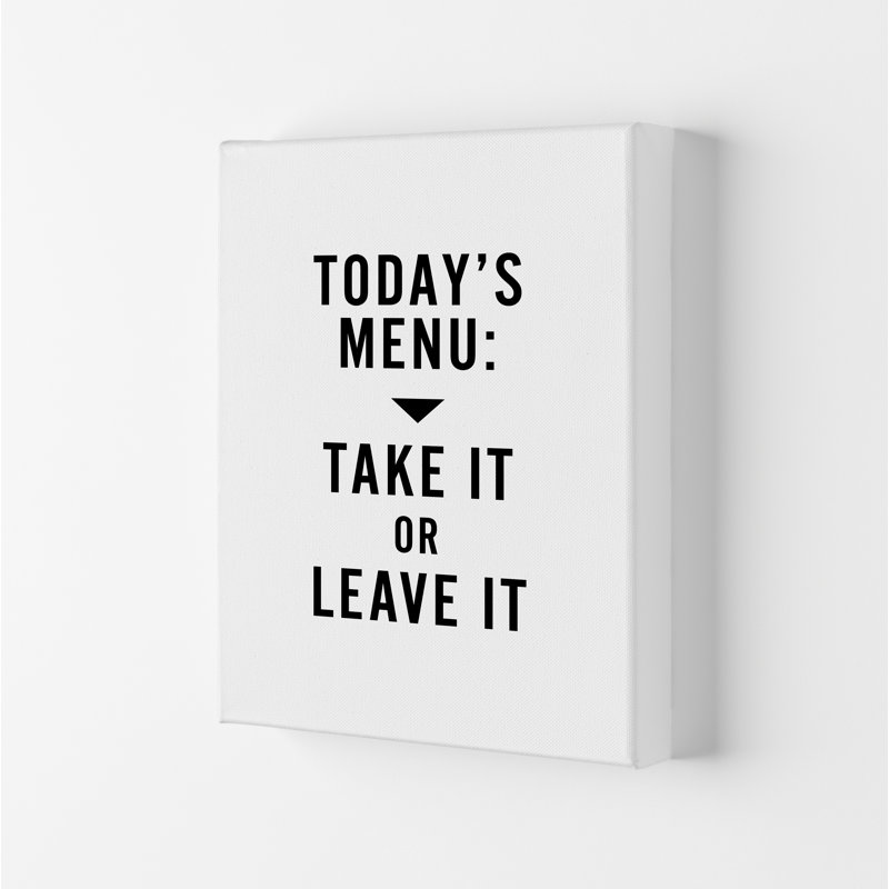 Today's Menu Minimal - Print, 84.1cm H x 59.4cm W x 4cm D, Wrapped Canvas