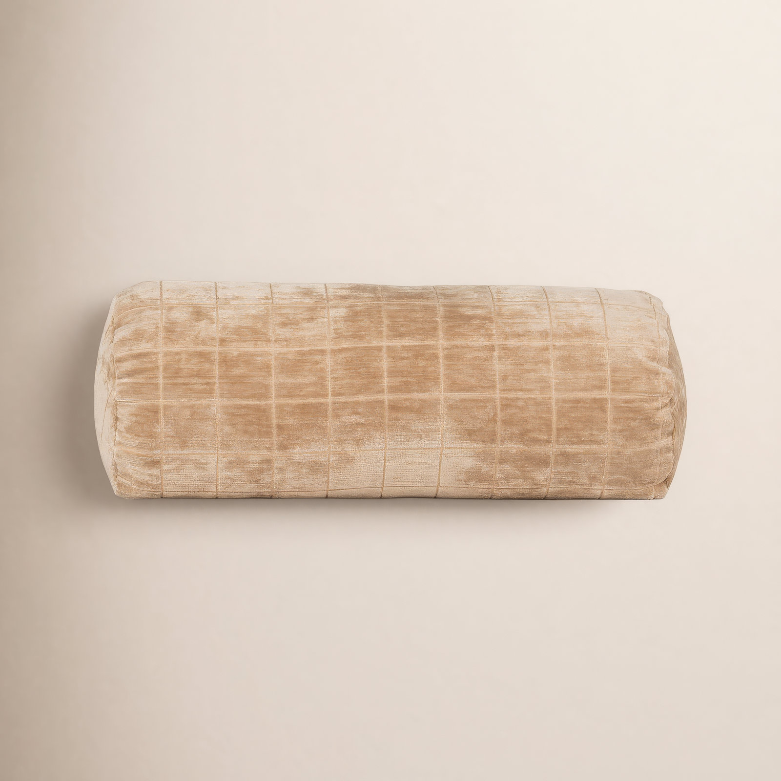Otterville Velvet Grid Bolster Pillow, Beige Geometric, Bolster 8"H x 20"W