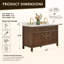 Meuble-lavabo double 54 po Cerrito en chêne brossé brun avec comptoir en pierre reconstituée blanc grain-1155162096