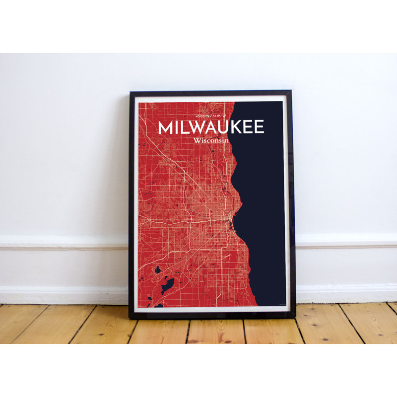 Milwaukee City Map - No Frame Print, 43.2cm H x 27.9cm W x 0.13cm D
