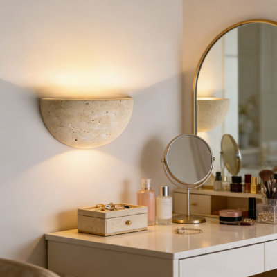 Applique murale en pierre naturelle Wabi-Sabi, lampe murale moderne en marbre albâtre avec lumière DEL chaude, luminaire d'art minimaliste pour chambre à coucher, vestibule, vestibule et escalier