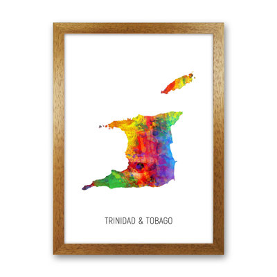 Trinidad And Tobago Watercolour Map by Michael Tompsett - Print