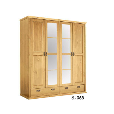 Ingimoth 4 Door Solid Wood Wardrobe