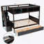 Lit superposé simple au-dessus d'un lit double avec tablettes, escalier de rangement et 2 tiroirs, espresso (VIEUX SKU: LT000228AAP-1)-680750573