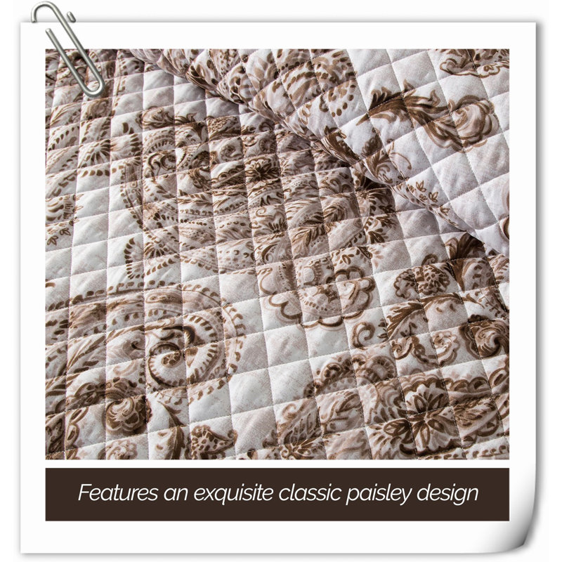 Ensemble de courtepointe en microfibre / polyester Quilts, Courtepointe grande + 2 taies décoratives, Cachemire brun clair