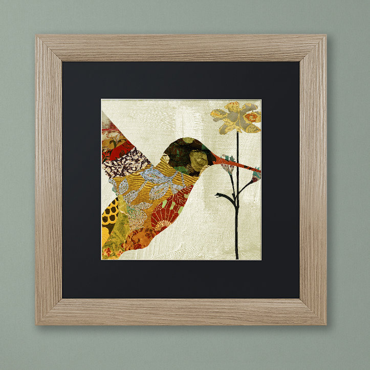 Jadaya «Hummingbird Brocade III» par Color Bakery, impression encadrée, H 11 po x l 14 po x P 0,5 po, Cadre noir, Noir