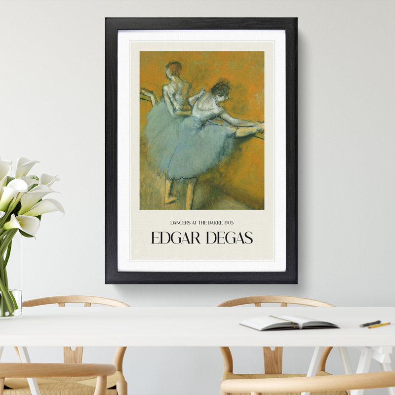 Ballet Ballerina Dancers At The Bar by Edgar Degas Framed Print, 48cm H x 36cm W x 2cm D, Black Framed