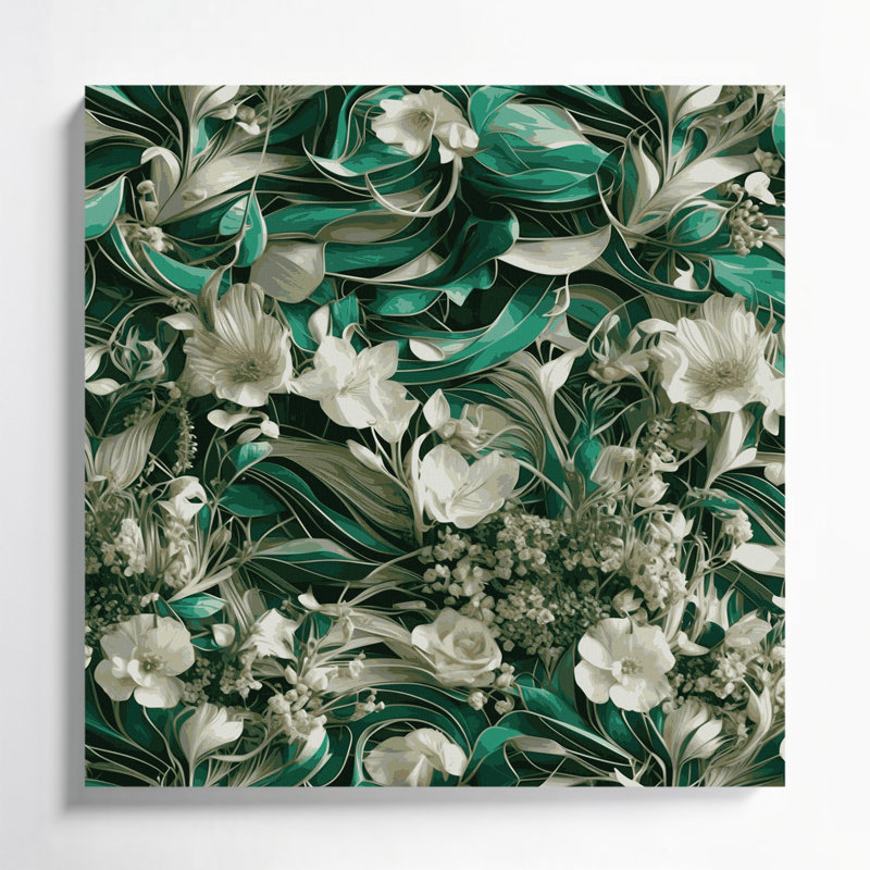 Abstract Florals 32 Green Canvas Wall Art, 12" H x 12" W