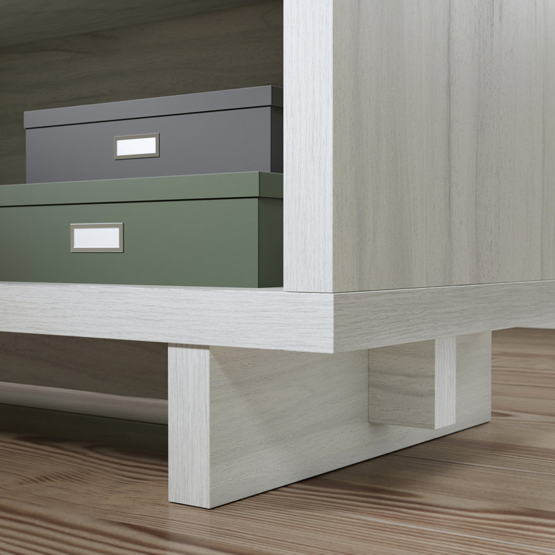 Brown Wood L-Shaped Corner Desk with Drawer and Filing Cabinet