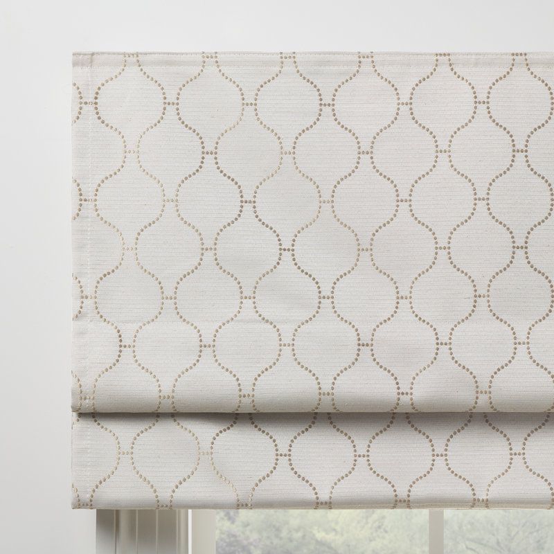 Linen Cordless Blackout Roman Shade with Ogee Pattern, 31" x 64"
