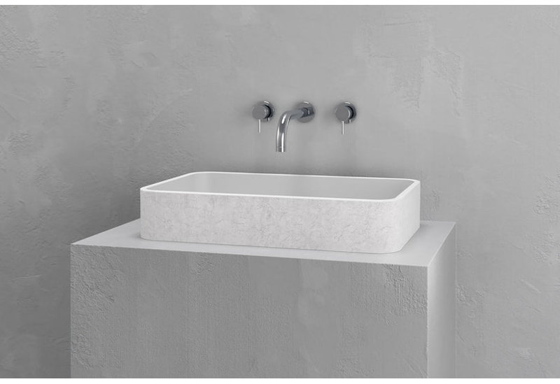 Vast Studio Textured Concrete Rectangular Countertop Bathroom Sink, White