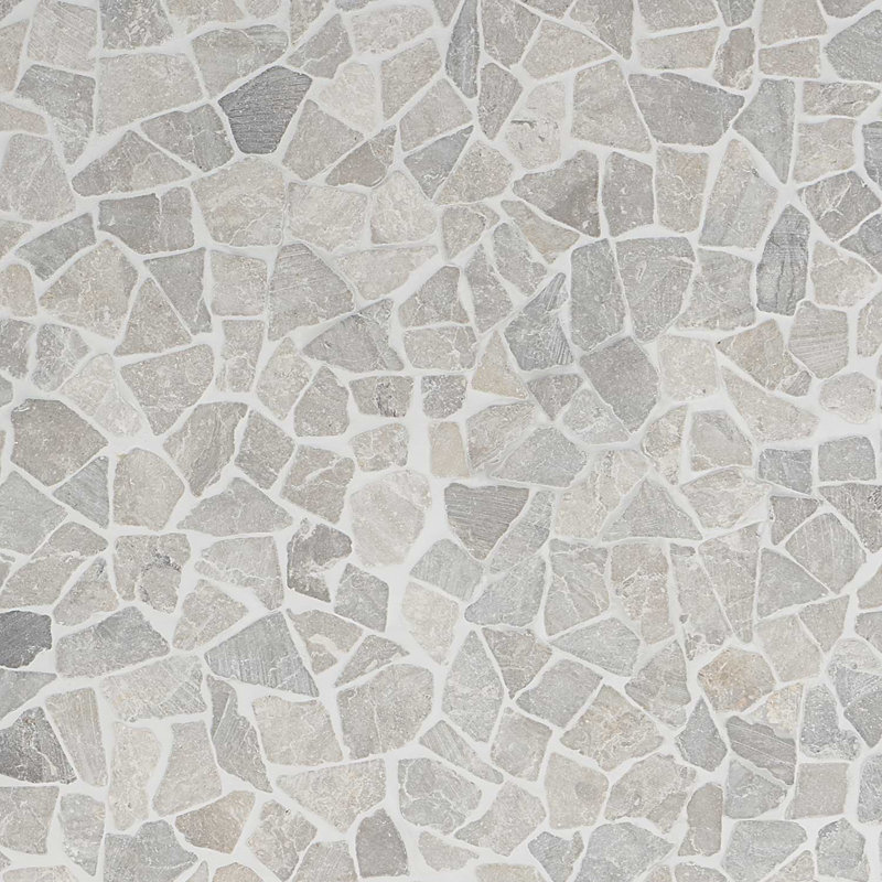 Nature 12x12 Tumbled Pebble Tumbled Mosaic Tile, Pram Gray