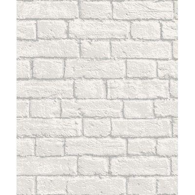 Glitter Brick White Wallpaper