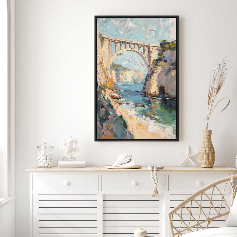 «Bridging Hues On Canvas» par Azure Artisanal Studio, reproduction, Cadre flottant noir satiné, H 38 po x l 26 po x P 1,75 po