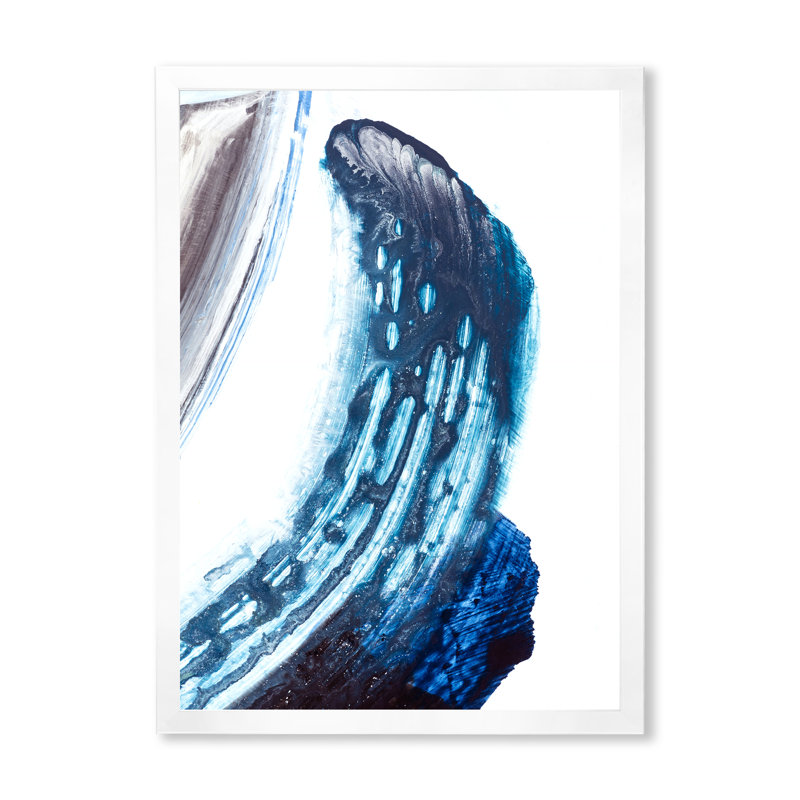 Bleu et rayures noires brossées - reproduction sur toile, Toile blanche avec cadre d'angle fermé, H 40 po x l 30 po
