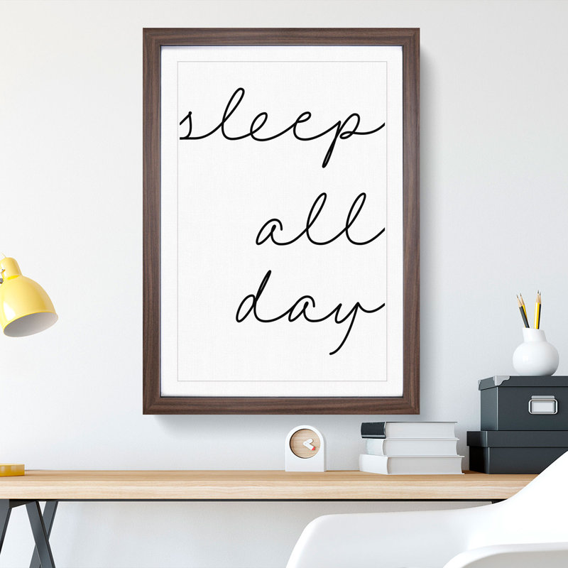 Sleep All Day - Single Picture Frame Print on Wood, Walnut Framed, 65cm H x 48cm W x 2cm D
