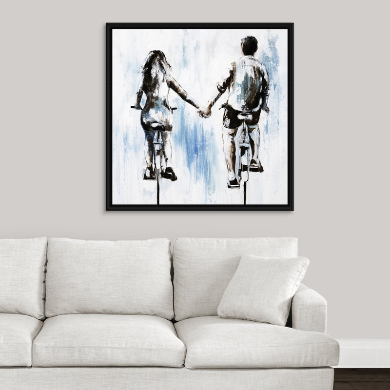 « se déporter sur », peinture sur toile, H 37,7 po x l 37,7 po x p 1,75 po, Cadre flottant noir