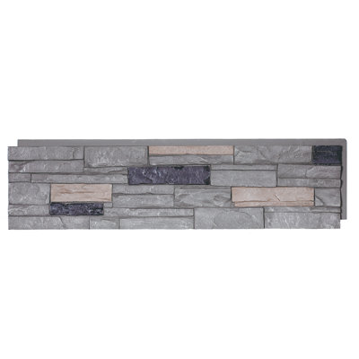 13" x 48.43" Ledgestone Stone Wall Paneling in Gray Rocky Boulder