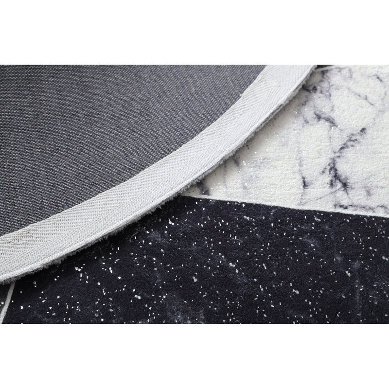 Tapis gris abstrait Xaime, Rond 5 pi