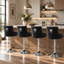 Tabouret de bar pivotant Danyelle en velours, hauteur réglable, avec accoudoirs et dossier-1799150134