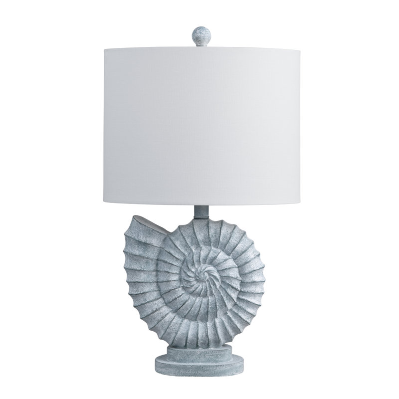 Resin Shell Table Lamp With Shade, Blue