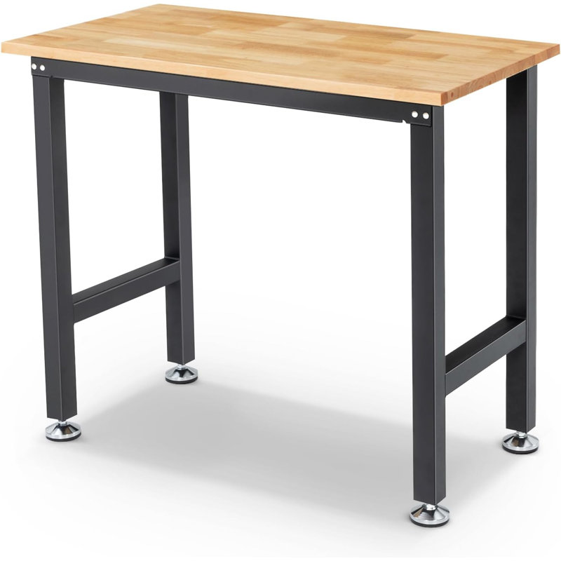 Établi avec plan de travail en bois massif Farreli, H 39,40 po x l 41 po x P 20 po